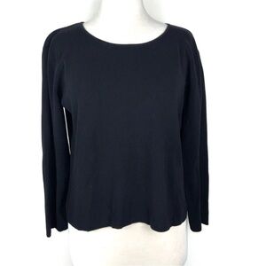 Chico’s Design Dark Navy Blue Ribbed Lightweight Sweater Top | Size 1